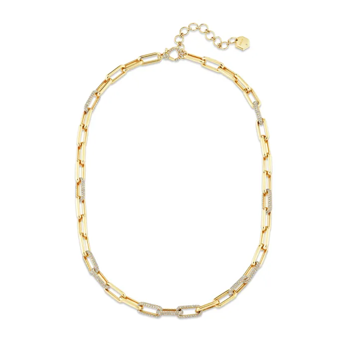 Necklaces SHAY JEWELRY DIAMOND ALTERNATING PAVE MINI CABLE LINK NECKLACE