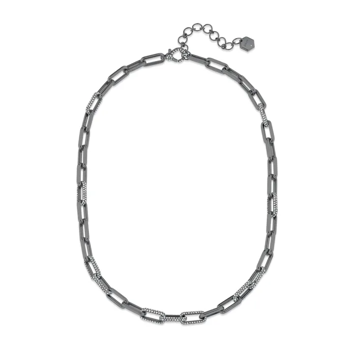 Necklaces SHAY JEWELRY DIAMOND ALTERNATING PAVE MINI CABLE LINK NECKLACE