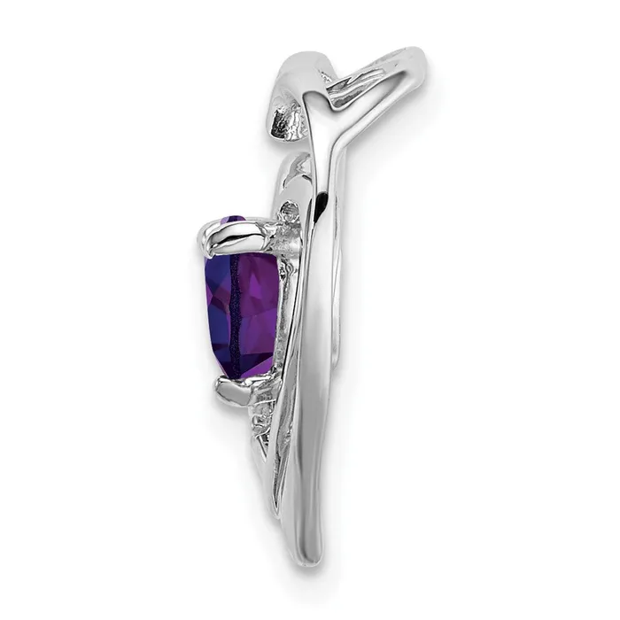 14k White Gold Amethyst and Diamond Heart Pendant 145 grams Qgold Necklaces 14k White Gold Amethyst and Diamond Heart Pendant 145 grams Qgold Necklaces