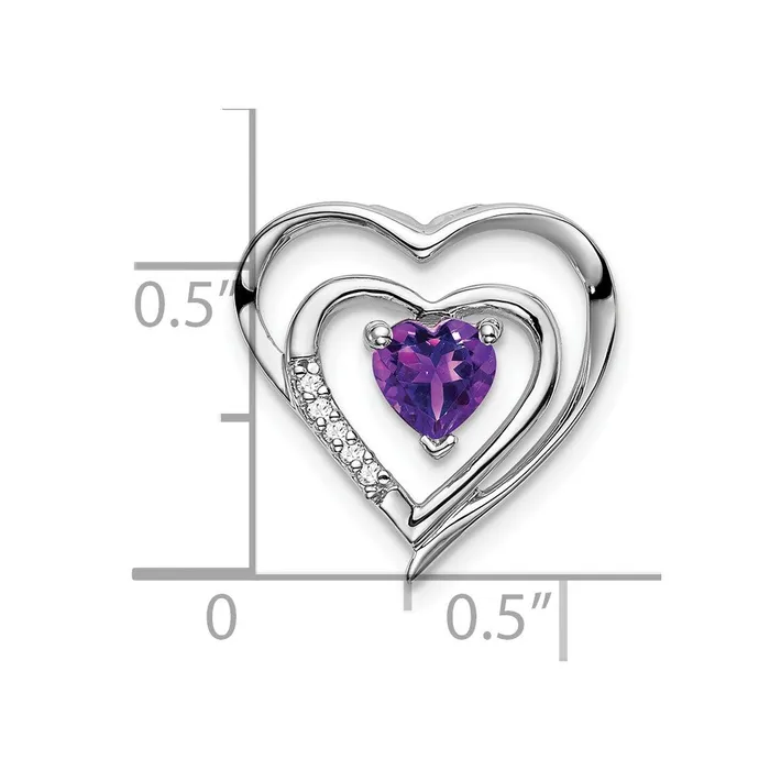 14k White Gold Amethyst and Diamond Heart Pendant 145 grams Qgold Necklaces 14k White Gold Amethyst and Diamond Heart Pendant 145 grams Qgold Necklaces