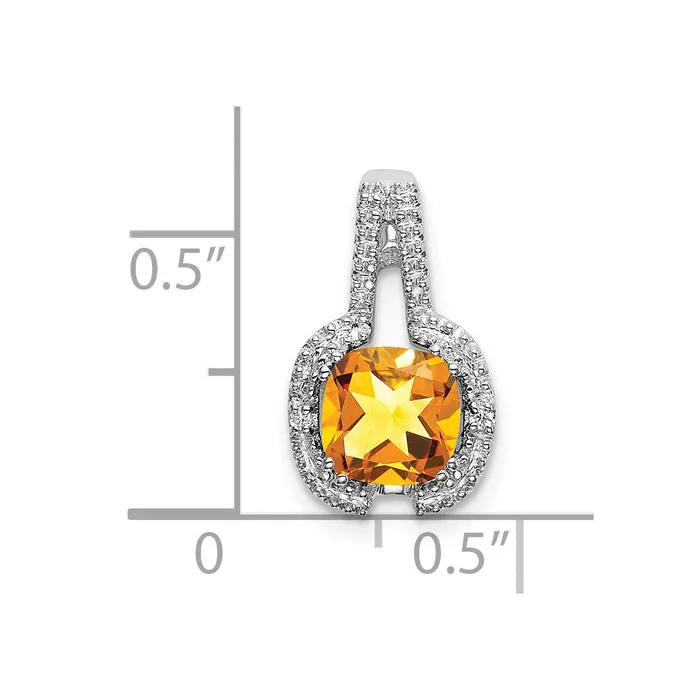 14k White Gold Cushion Citrine and Diamond Pendant 13 grams Qgold Necklaces 14k White Gold Cushion Citrine and Diamond Pendant 13 grams Qgold Necklaces
