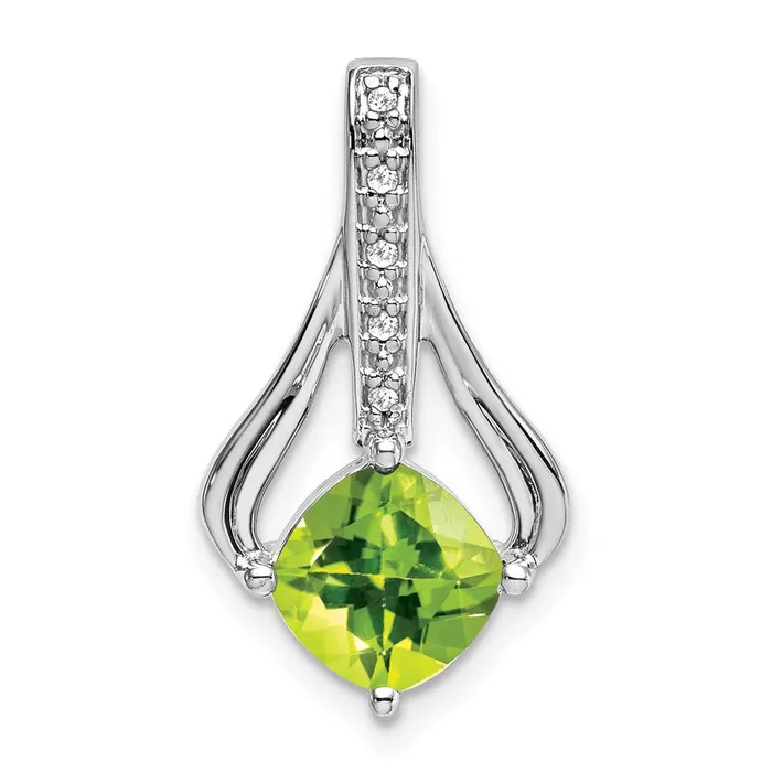 14k White Gold Peridot and Diamond Pendant 19 grams Qgold Necklaces