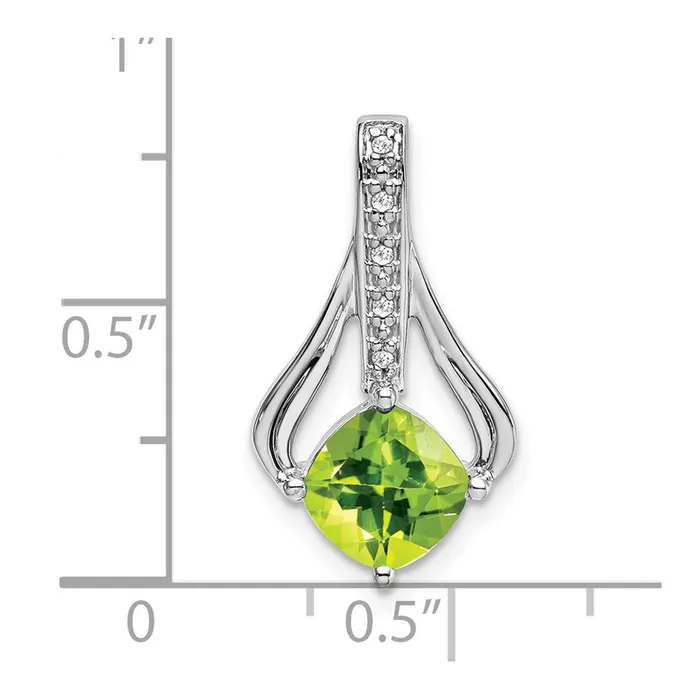 14k White Gold Peridot and Diamond Pendant 19 grams Qgold Necklaces 14k White Gold Peridot and Diamond Pendant 19 grams Qgold Necklaces