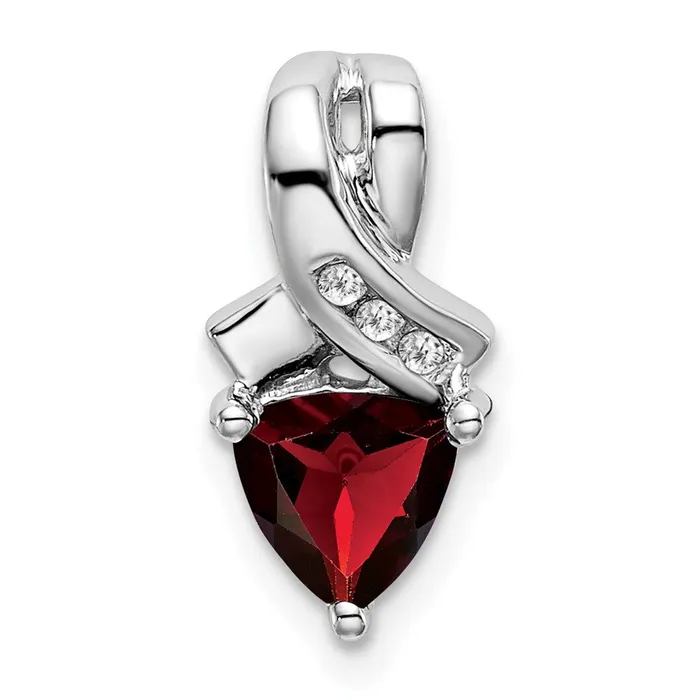14k White Gold Trillion Garnet and Diamond Pendant 145 grams Qgold Necklaces 14k White Gold Trillion Garnet and Diamond Pendant 145 grams Qgold Necklaces