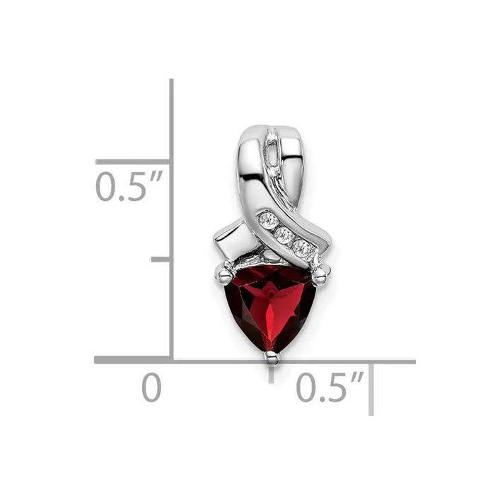 14k White Gold Trillion Garnet and Diamond Pendant 145 grams Qgold Necklaces 14k White Gold Trillion Garnet and Diamond Pendant 145 grams Qgold Necklaces