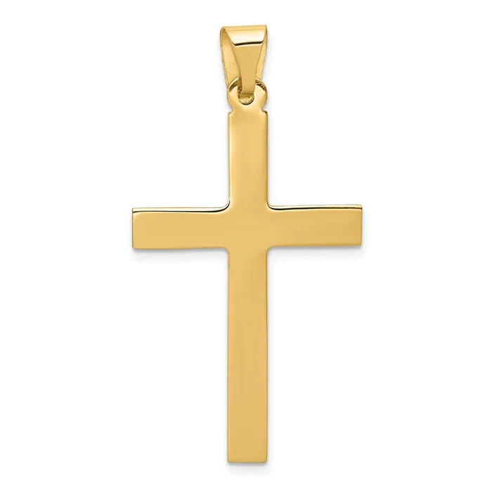 14k Yellow Gold 23 mm Polished Cross Pendant 171 grams Qgold Necklaces
