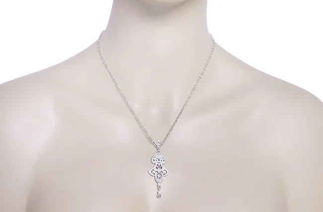 Antique Jewelry Mall Edwardian Pearl Lavalier Drop Pendant Necklace in 14 Karat White Gold Necklaces Antique Jewelry Mall Edwardian Pearl Lavalier Drop Pendant Necklace in 14 Karat White Gold Necklaces