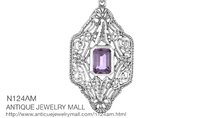 Antique Jewelry Mall Necklaces Art Deco Vintage Filigree Amethyst Dangle Drop Pendant Necklace in Sterling Silver Antique Jewelry Mall Necklaces Art Deco Vintage Filigree Amethyst Dangle Drop Pendant Necklace in Sterling Silver