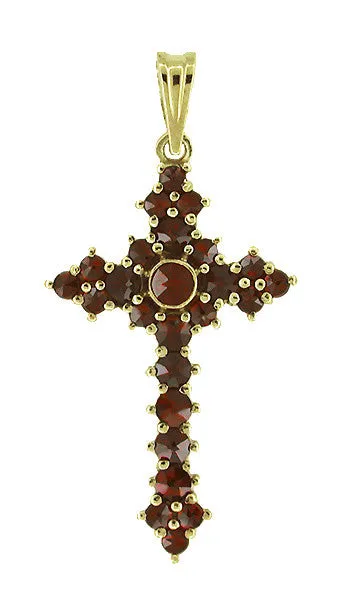 Antique Jewelry Mall Necklaces Victorian Bohemian Garnet Gothic Cross Pendant in Sterling Silver Vermeil Antique Jewelry Mall Necklaces Victorian Bohemian Garnet Gothic Cross Pendant in Sterling Silver Vermeil