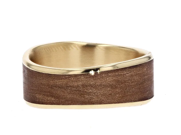 Furrer Jacot Furrer Jacot Gold and Carbon Fiber Glass Band Rings