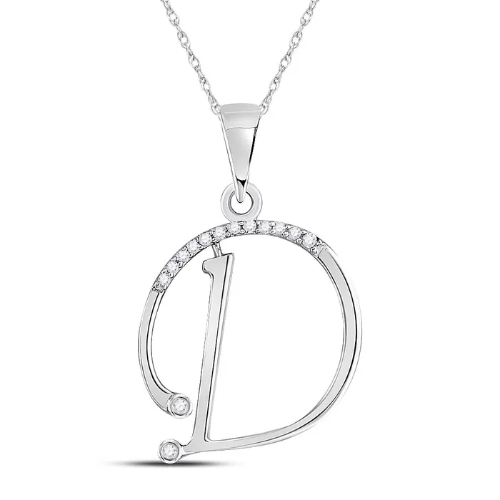 GND Necklaces Gold D Initial Letter Pendant 112 Cttw Round Natural Diamond Womens 12 grams