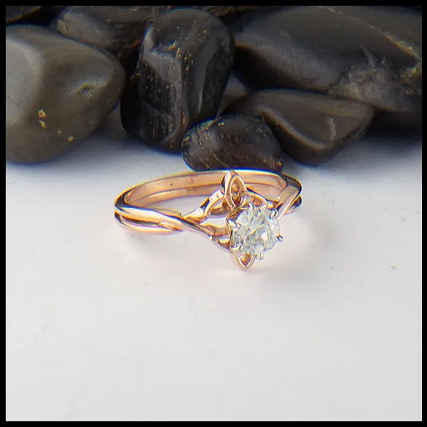 Interlocking Trinity Knot Ring with Reclaimed Diamond Walker Metalsmiths Rings