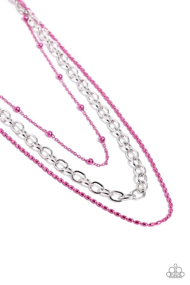 Mardi Gras Mayhem Pink and Silver Chain Short Necklace Paparazzi Paparazzi Accessories Necklaces Mardi Gras Mayhem Pink and Silver Chain Short Necklace Paparazzi Paparazzi Accessories Necklaces