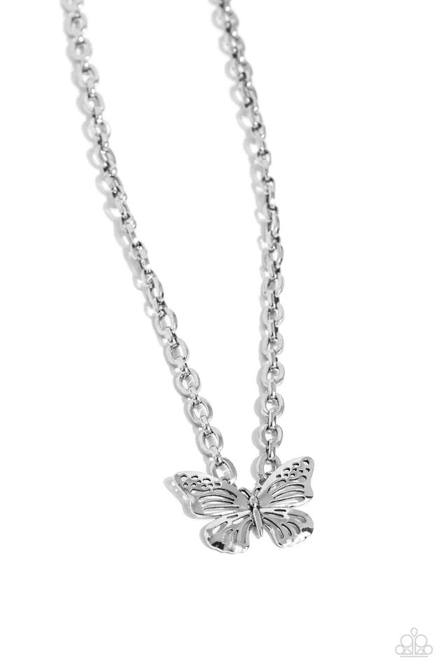 Midair Monochromatic Silver Butterfly Short Necklace Paparazzi Paparazzi Accessories Necklaces Midair Monochromatic Silver Butterfly Short Necklace Paparazzi Paparazzi Accessories Necklaces