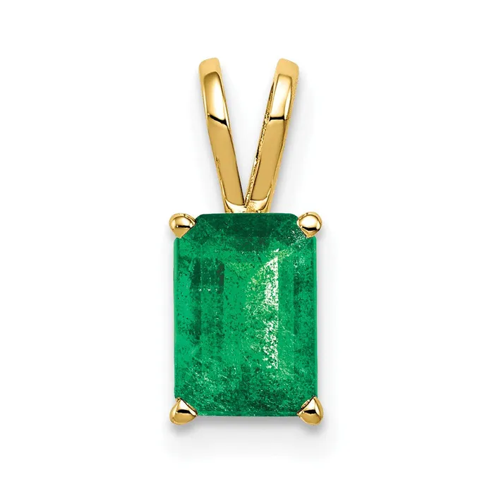 Necklaces 14k 7x5mm Emerald Cut Emerald pendant 036 grams Qgold