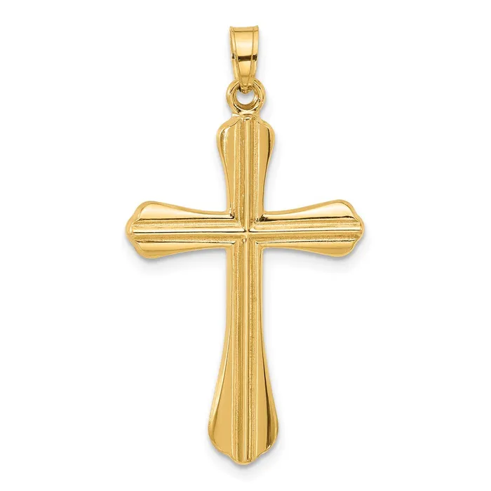 Necklaces 14k Yellow Gold 199 mm Polished and Grooved Hollow Cross Pendant 095 grams Qgold Necklaces 14k Yellow Gold 199 mm Polished and Grooved Hollow Cross Pendant 095 grams Qgold