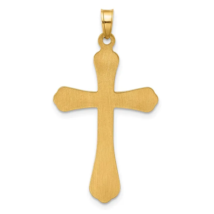 Necklaces 14k Yellow Gold 199 mm Polished and Grooved Hollow Cross Pendant 095 grams Qgold