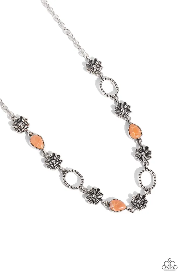 Necklaces Casablanca Chic Orange Stone Silver Necklace Paparazzi Paparazzi Accessories Necklaces Casablanca Chic Orange Stone Silver Necklace Paparazzi Paparazzi Accessories