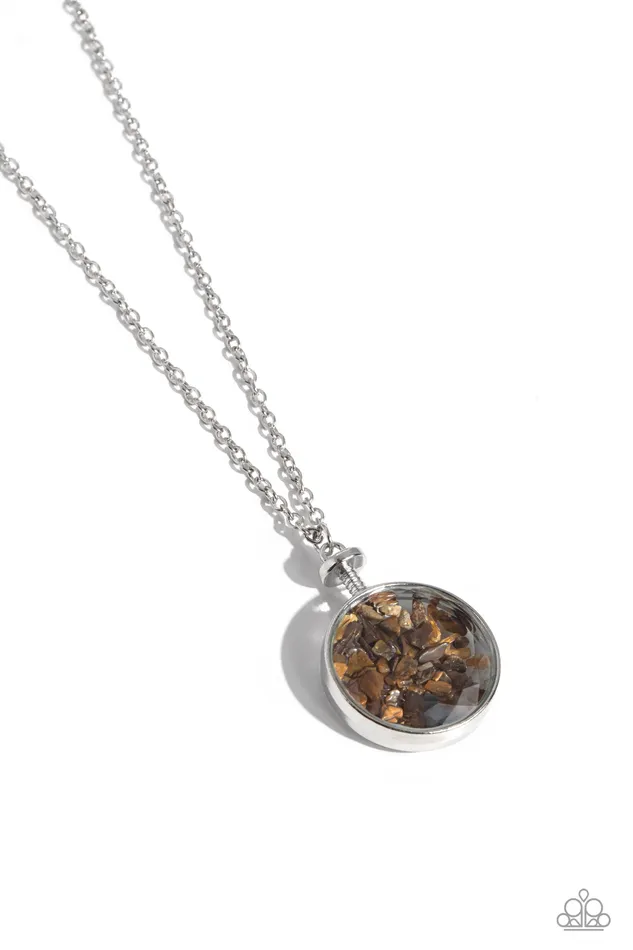 Necklaces Geo Mine Brown Tigers Eye Stone Silver Long Necklace Paparazzi Paparazzi Accessories Necklaces Geo Mine Brown Tigers Eye Stone Silver Long Necklace Paparazzi Paparazzi Accessories
