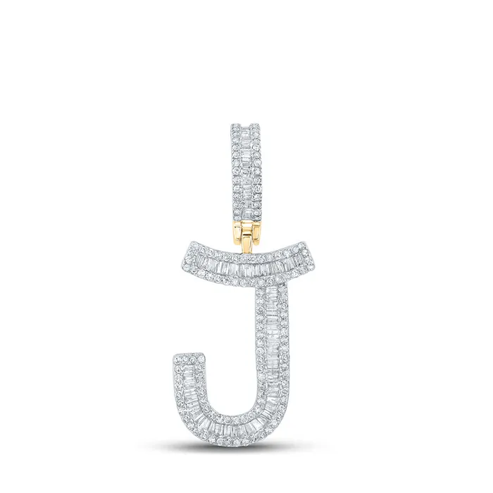 Necklaces GND Gold Initial J Letter Charm Pendant 34 Cttw Baguette Natural Diamond Mens 469 grams Necklaces GND Gold Initial J Letter Charm Pendant 34 Cttw Baguette Natural Diamond Mens 469 grams