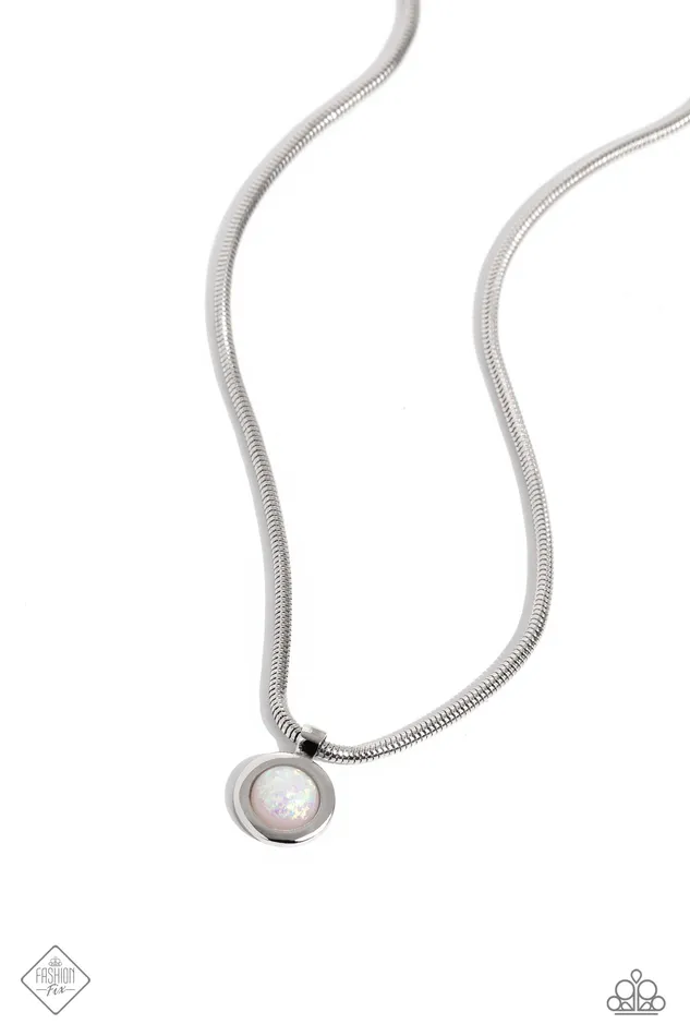 Necklaces Paparazzi Accessories HighStrung Habit White Iridescent Bead Silver Snake Chain Short Necklace Paparazzi Fashion Fix September 2023 Necklaces Paparazzi Accessories HighStrung Habit White Iridescent Bead Silver Snake Chain Short Necklace Paparazzi Fashion Fix September 2023