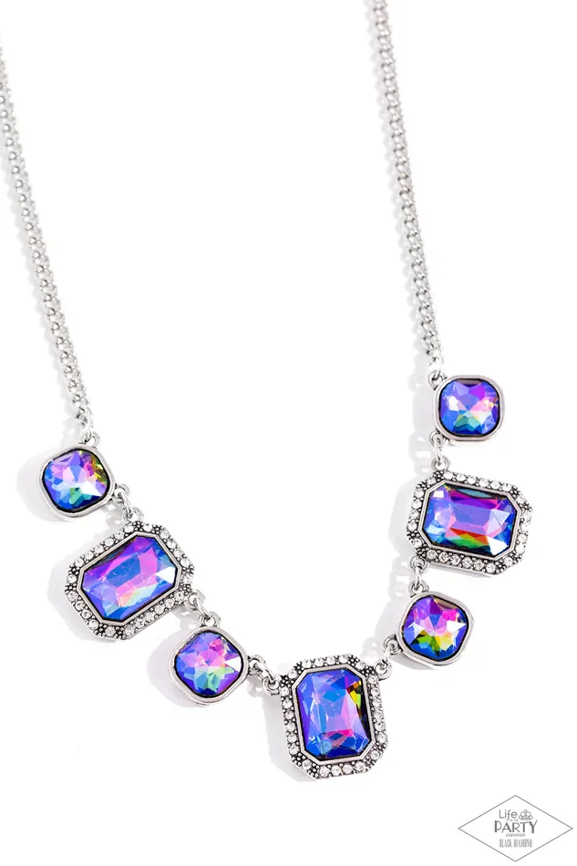 Necklaces Paparazzi Accessories Royal Rumble Multi UV Iridescent Gem Silver Short Necklace Bring Back Paparazzi Necklaces Paparazzi Accessories Royal Rumble Multi UV Iridescent Gem Silver Short Necklace Bring Back Paparazzi