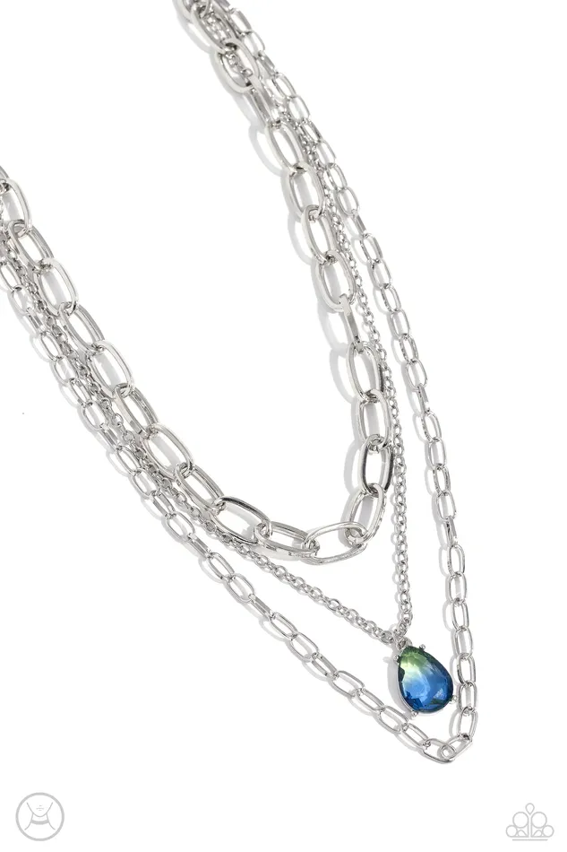 Necklaces Paparazzi Accessories Teardrop Tiers Green and Blue Ombre Gem Silver Layered Choker Necklace Paparazzi Necklaces Paparazzi Accessories Teardrop Tiers Green and Blue Ombre Gem Silver Layered Choker Necklace Paparazzi