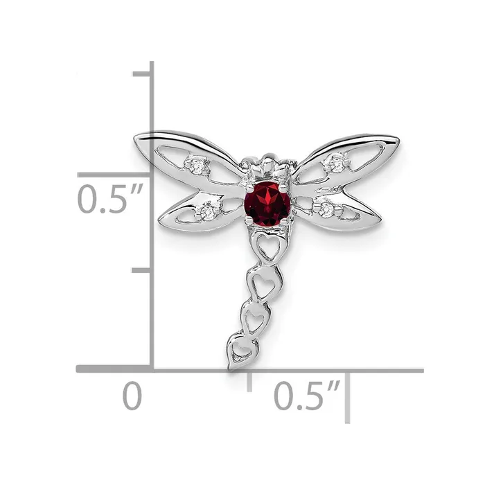 Necklaces Qgold 14k White Gold Garnet and Diamond Dragonfly Chain Slide 095 grams Necklaces Qgold 14k White Gold Garnet and Diamond Dragonfly Chain Slide 095 grams