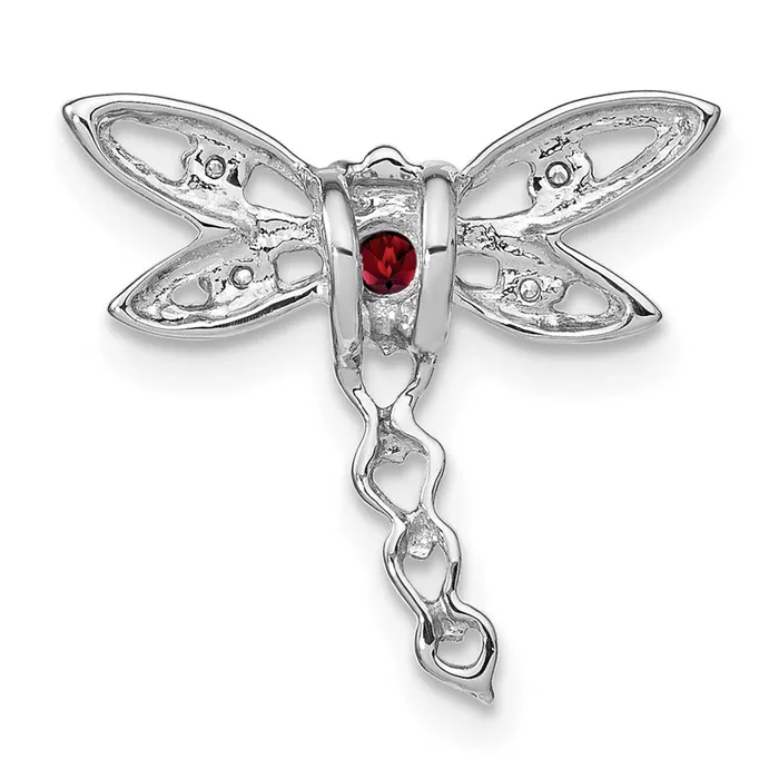 Necklaces Qgold 14k White Gold Garnet and Diamond Dragonfly Chain Slide 095 grams Necklaces Qgold 14k White Gold Garnet and Diamond Dragonfly Chain Slide 095 grams
