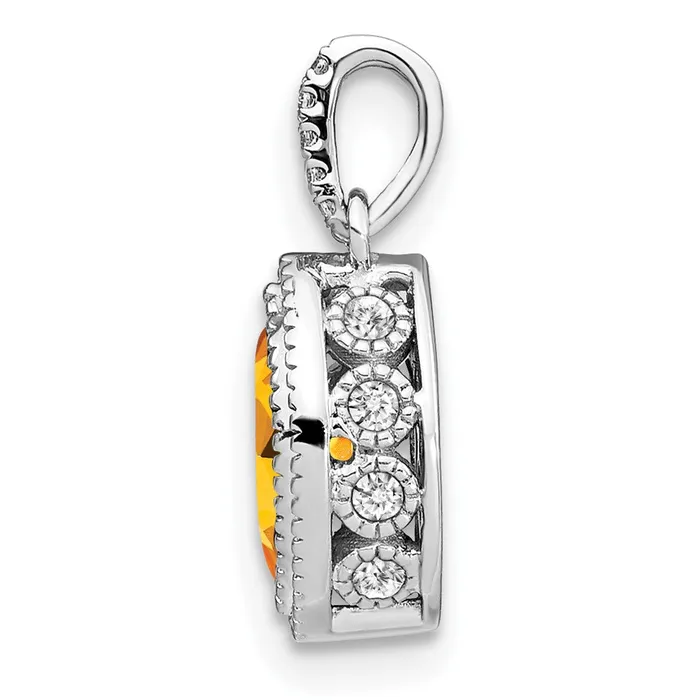 Necklaces Qgold 14k White Gold Marquise Citrine and Diamond Pendant 115 grams Necklaces Qgold 14k White Gold Marquise Citrine and Diamond Pendant 115 grams