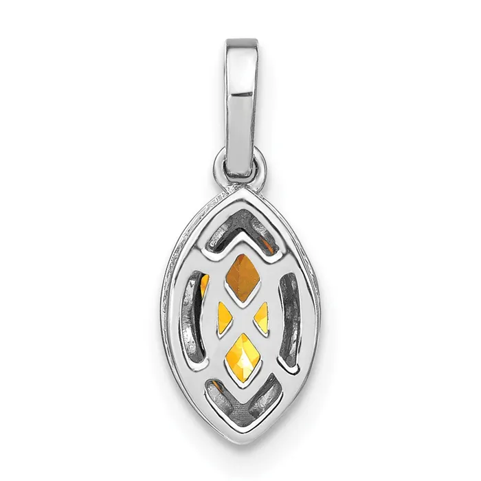 Necklaces Qgold 14k White Gold Marquise Citrine and Diamond Pendant 115 grams Necklaces Qgold 14k White Gold Marquise Citrine and Diamond Pendant 115 grams