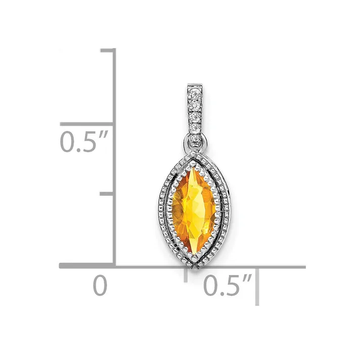 Necklaces Qgold 14k White Gold Marquise Citrine and Diamond Pendant 115 grams Necklaces Qgold 14k White Gold Marquise Citrine and Diamond Pendant 115 grams