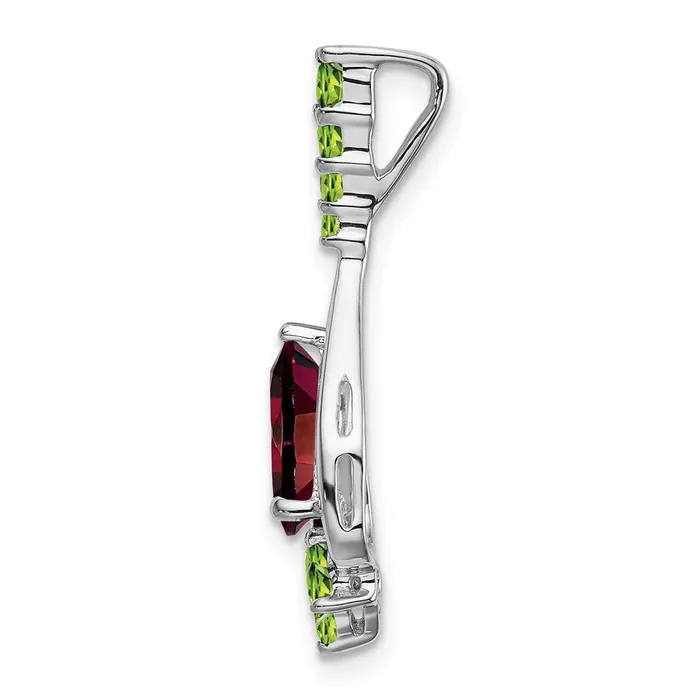 Necklaces Qgold 14k White Gold Pear Garnet and Peridot Pendant 15 grams Necklaces Qgold 14k White Gold Pear Garnet and Peridot Pendant 15 grams
