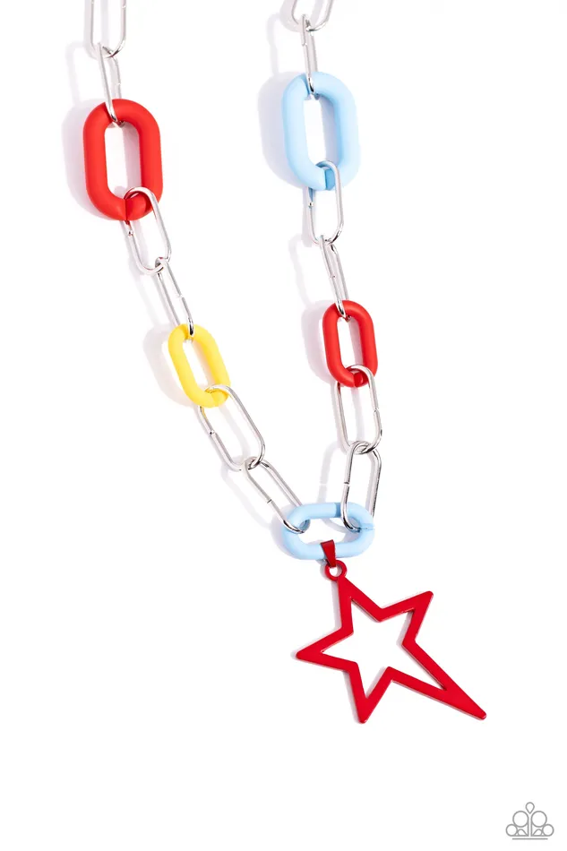 Necklaces Stargazing Show Red Blue Yellow Silver Link Star Short Necklace Paparazzi Paparazzi Accessories Necklaces Stargazing Show Red Blue Yellow Silver Link Star Short Necklace Paparazzi Paparazzi Accessories