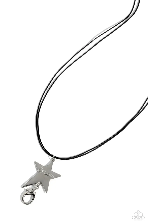 Paparazzi Accessories Default Dreamer Black Suede Silver Star Dream Inspirational Lanyard Necklace Paparazzi Necklaces Paparazzi Accessories Default Dreamer Black Suede Silver Star Dream Inspirational Lanyard Necklace Paparazzi Necklaces