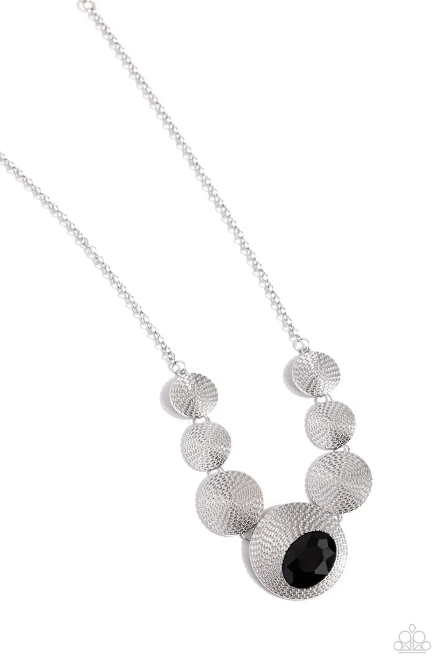 Paparazzi Accessories Necklaces EDGY or Not Black Gem Silver Disc Short Necklace Paparazzi Paparazzi Accessories Necklaces EDGY or Not Black Gem Silver Disc Short Necklace Paparazzi