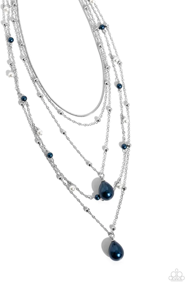 Paparazzi Accessories Necklaces SASS with Flying Colors Blue Pearl Silver Layered Short Necklace Paparazzi Paparazzi Accessories Necklaces SASS with Flying Colors Blue Pearl Silver Layered Short Necklace Paparazzi