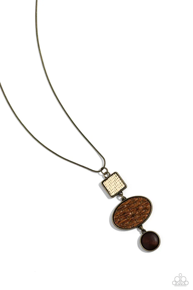 Paparazzi Accessories Necklaces Walk the TWINE Brass Wooden Oval Brown Long Necklace Paparazzi Paparazzi Accessories Necklaces Walk the TWINE Brass Wooden Oval Brown Long Necklace Paparazzi