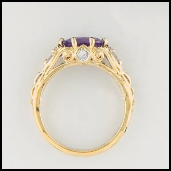 Purple Sapphire and Diamond Gold Ring Walker Metalsmiths Rings