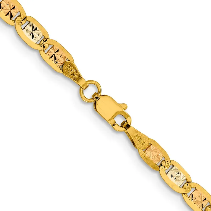 Qgold Necklaces 14k 38mm Tricolor Gold Pav Valentino Chain 676 grams Qgold Necklaces 14k 38mm Tricolor Gold Pav Valentino Chain 676 grams