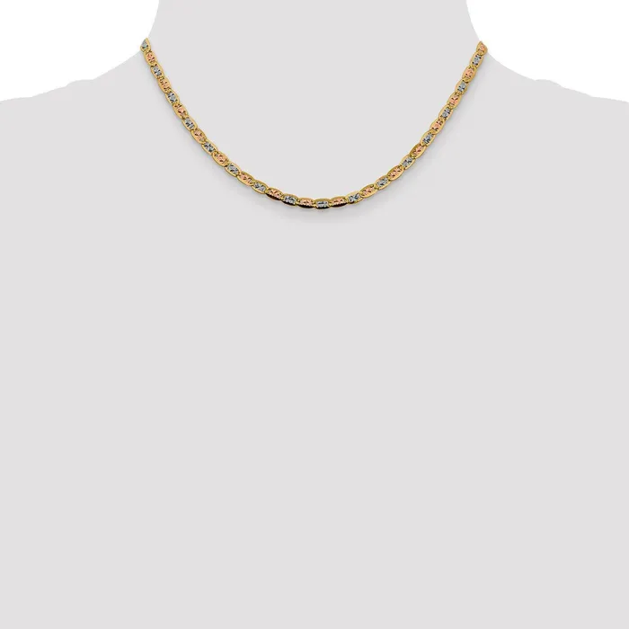 Qgold Necklaces 14k 38mm Tricolor Gold Pav Valentino Chain 676 grams Qgold Necklaces 14k 38mm Tricolor Gold Pav Valentino Chain 676 grams