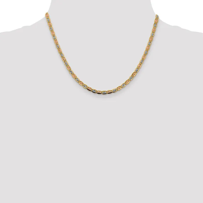 Qgold Necklaces 14k 38mm Tricolor Gold Pav Valentino Chain 676 grams Qgold Necklaces 14k 38mm Tricolor Gold Pav Valentino Chain 676 grams