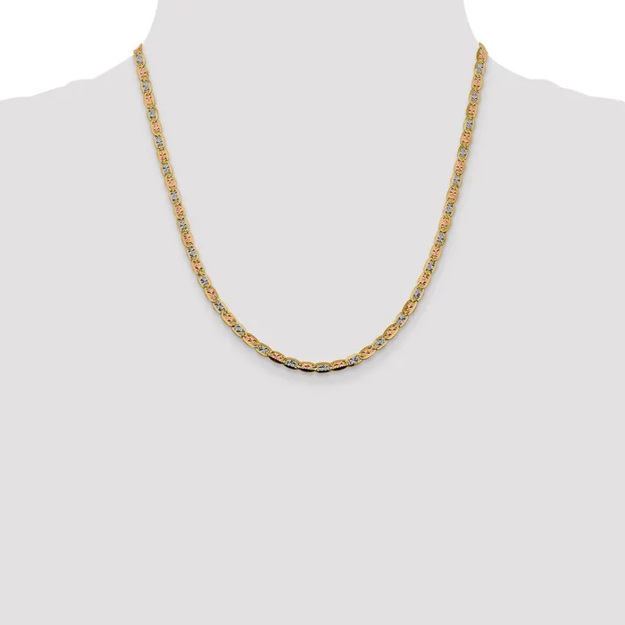 Qgold Necklaces 14k 38mm Tricolor Gold Pav Valentino Chain 676 grams Qgold Necklaces 14k 38mm Tricolor Gold Pav Valentino Chain 676 grams