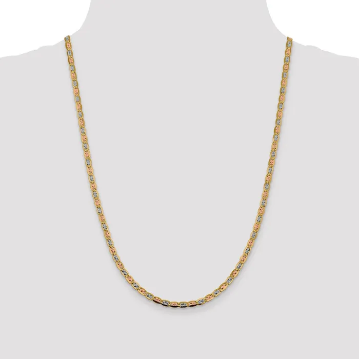 Qgold Necklaces 14k 38mm Tricolor Gold Pav Valentino Chain 676 grams Qgold Necklaces 14k 38mm Tricolor Gold Pav Valentino Chain 676 grams