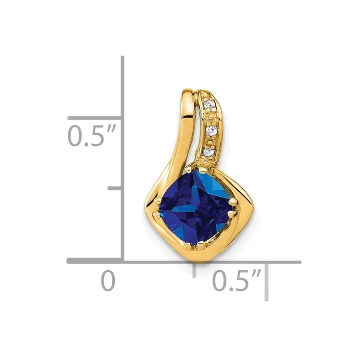 Qgold Necklaces 14k Created Sapphire and Diamond Chain Slide Pendant 125 grams Qgold Necklaces 14k Created Sapphire and Diamond Chain Slide Pendant 125 grams
