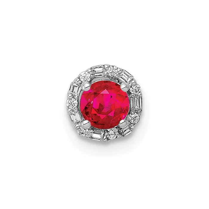 Qgold Necklaces 14k White Gold 120ct Diamond and 25 Ruby Halo Chain Slide 035 grams