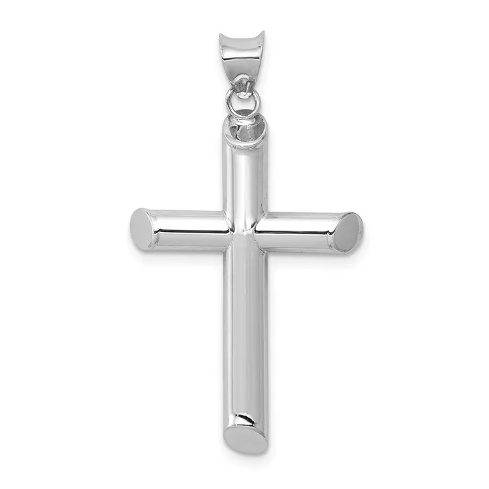 Qgold Necklaces 14k White Gold 175 mm Polished Tube Cross Pendant 156 grams Qgold Necklaces 14k White Gold 175 mm Polished Tube Cross Pendant 156 grams