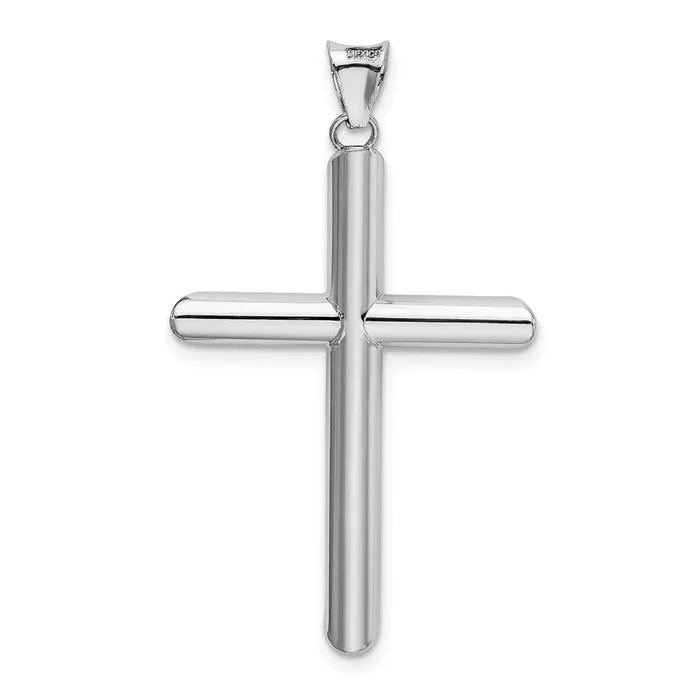 Qgold Necklaces 14k White Gold 175 mm Polished Tube Cross Pendant 156 grams Qgold Necklaces 14k White Gold 175 mm Polished Tube Cross Pendant 156 grams
