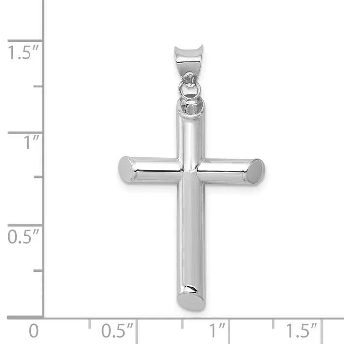 Qgold Necklaces 14k White Gold 175 mm Polished Tube Cross Pendant 156 grams Qgold Necklaces 14k White Gold 175 mm Polished Tube Cross Pendant 156 grams
