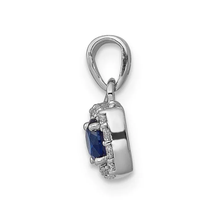 Qgold Necklaces 14k White Gold Diamond and 20 Sapphire Square Halo Pendant 06 grams Qgold Necklaces 14k White Gold Diamond and 20 Sapphire Square Halo Pendant 06 grams